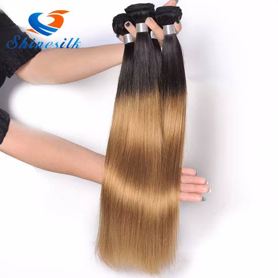 Peruvian Straight Virgin Hair Ombre Blonde 1b/27 Hair Weft Straight Human Hair Weave