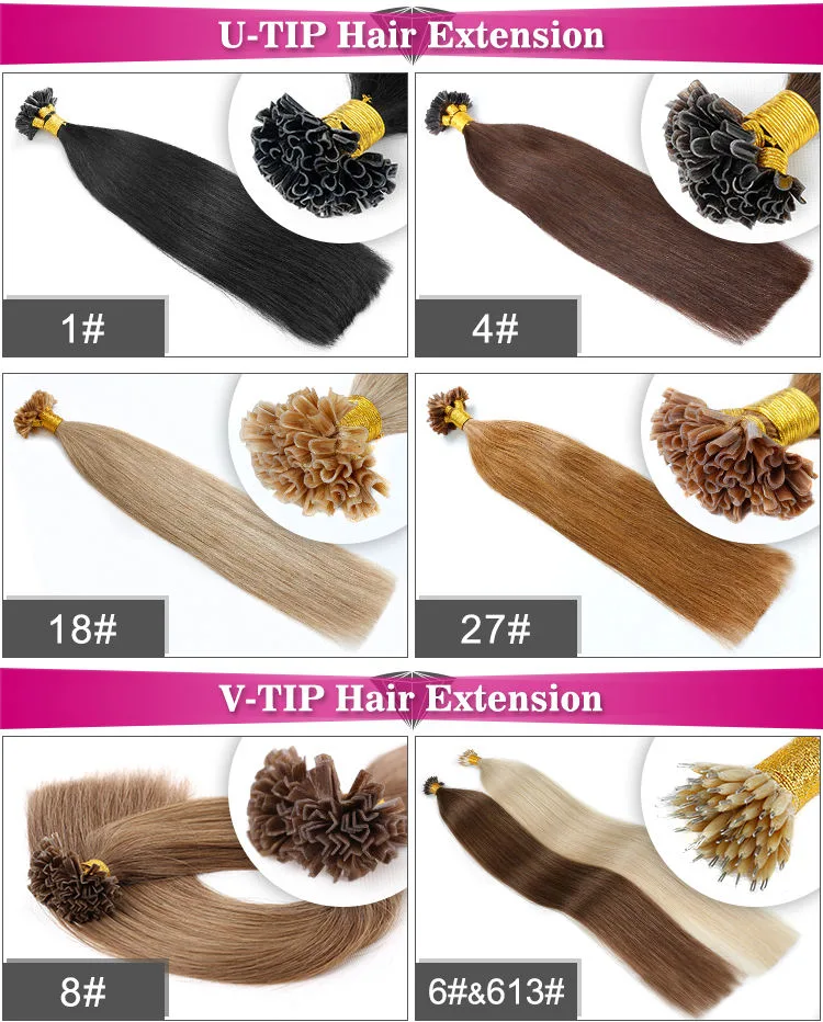 U Tip, I Tip, Flat Tip Italian Glue Human Pre-Bonded Hair Bondings Hair Extension 10% off Sample Customization