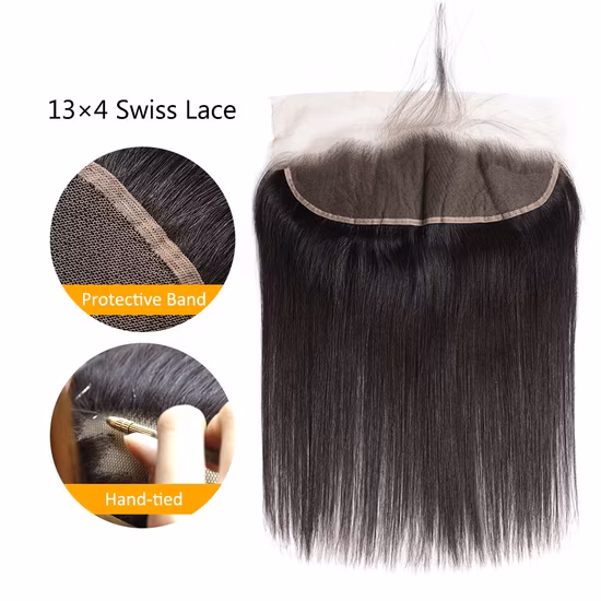Capelli lisci brasiliani da 18 pollici 13X4 frontale in pizzo con chiusura libera